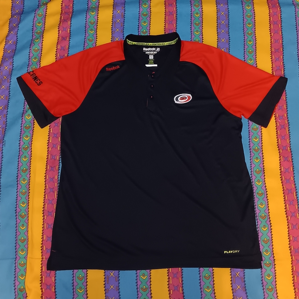 2008 Reebk Xenter Authentic Carolina Hurricanes Polo Jersey Vintage NHL Hockey